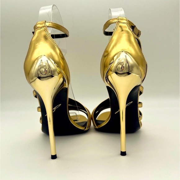 Brian Atwood - gold leather sandals / stilettos - Size 8.5 - New without box - Picture 3 of 6